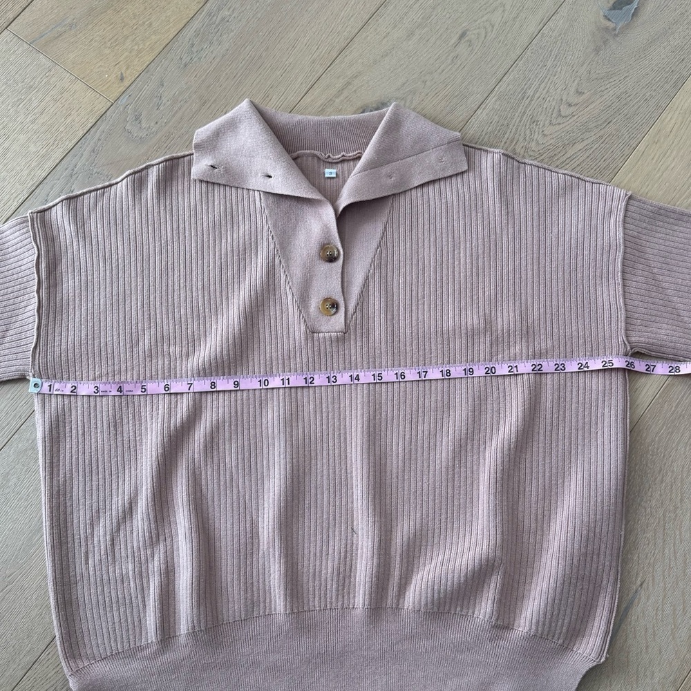 Women's Relaxed Long Sleeve Lapel Collar Sweater Small - Picture 8 of 10